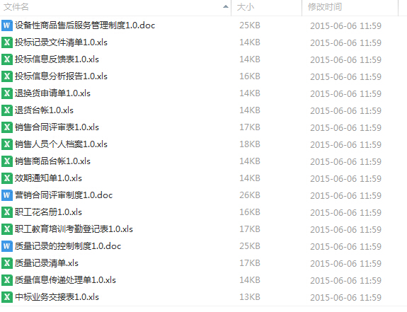 醫療器械經營企業管理制度及表格45份